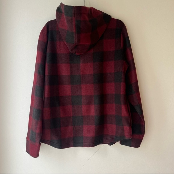 Country Liberty Hoodie XS Red Black Buffalo Plaid Fleece Pullover Unisex Cozy - Picture 12 of 13